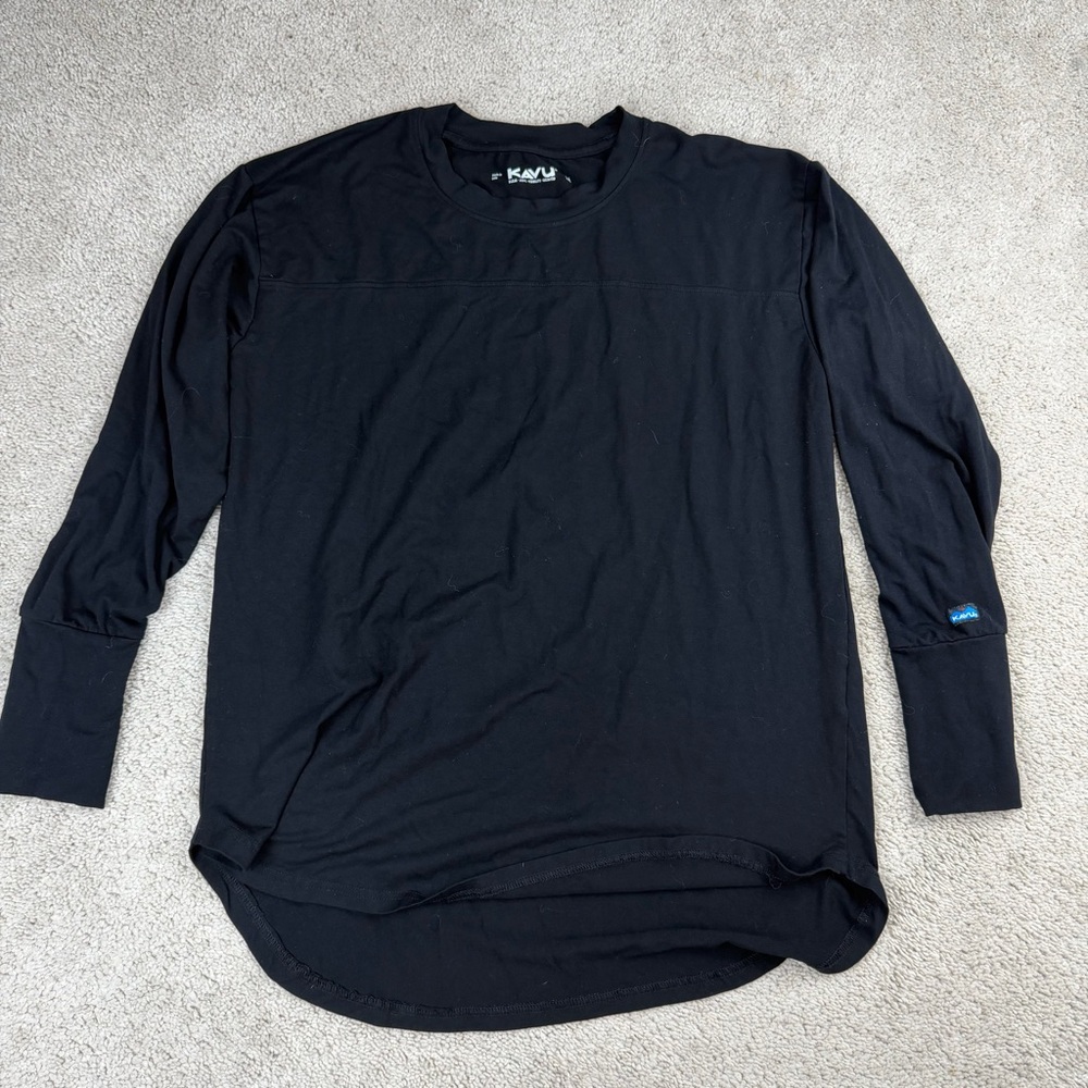 KAVU Women’s Mazama Top Black Curved Hem Stretchy‎ Gorpcore Outdoor Size Med